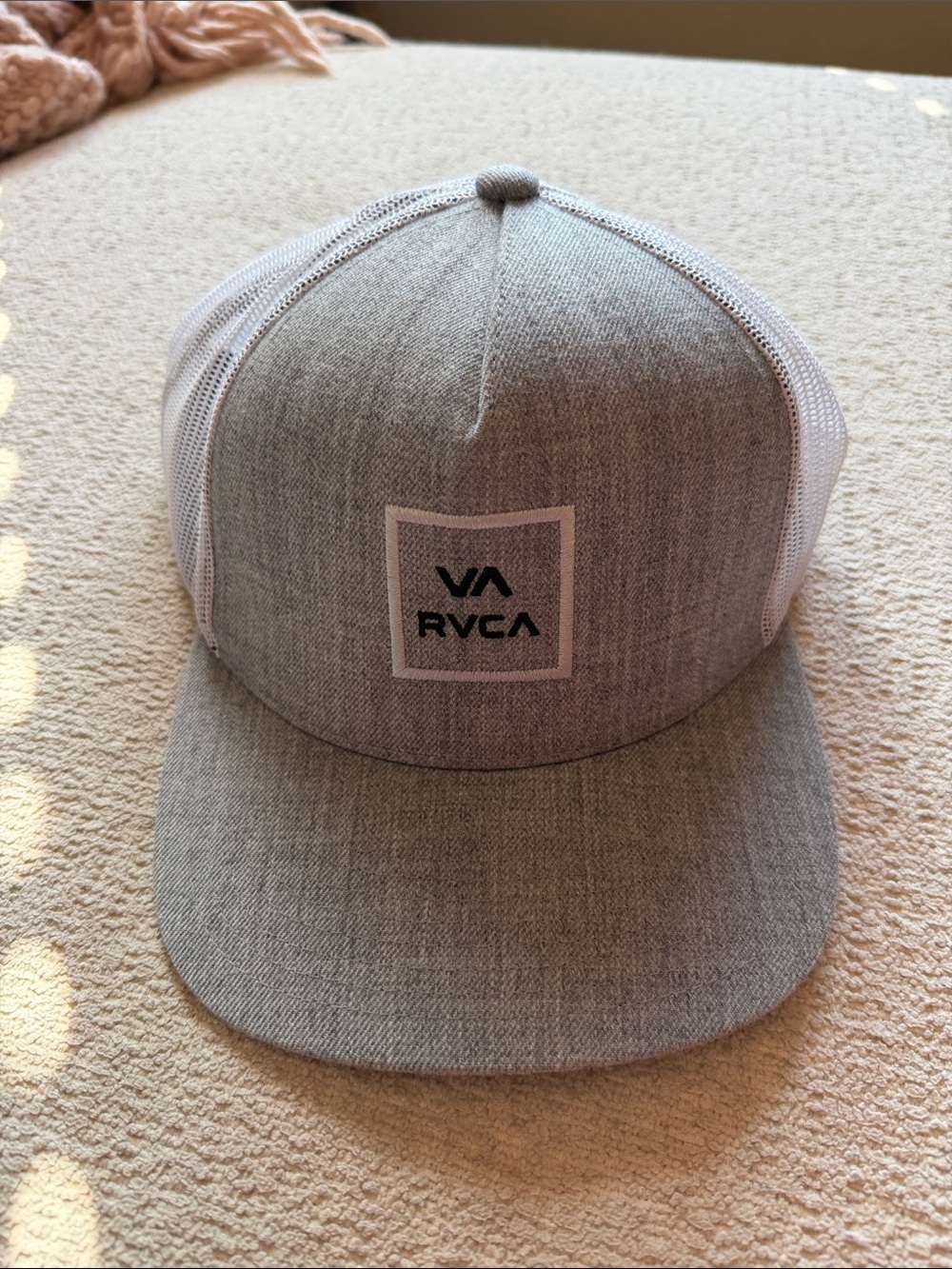 RVCA Light Gray and White Mesh Trucker Hat